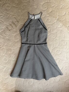 Black & White Gingham Halter Dress